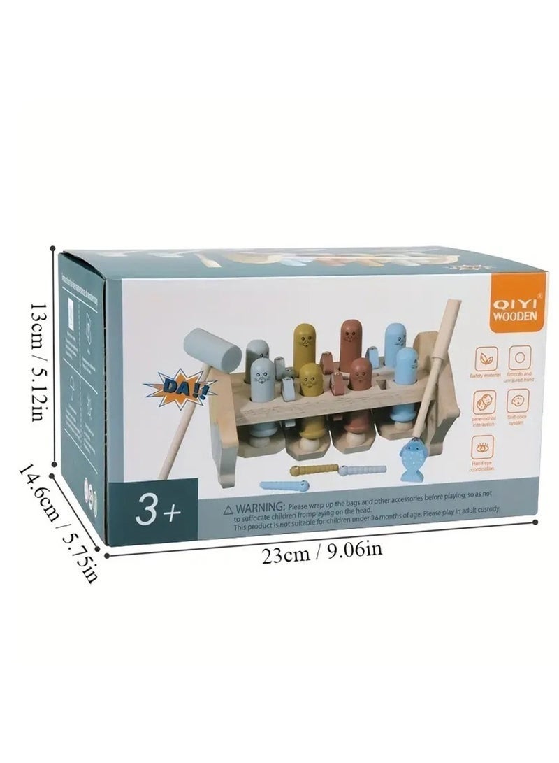 YelaJoy Montessori Wooden Playset For Kids - 3-In-1 Percussion & Magnetic Fishing Game, Educational Focus Training Toy, Ideal Gift For Boys & Girls Ages 3-6 On Birthdays - Image 3